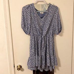 Blue floral mini dress